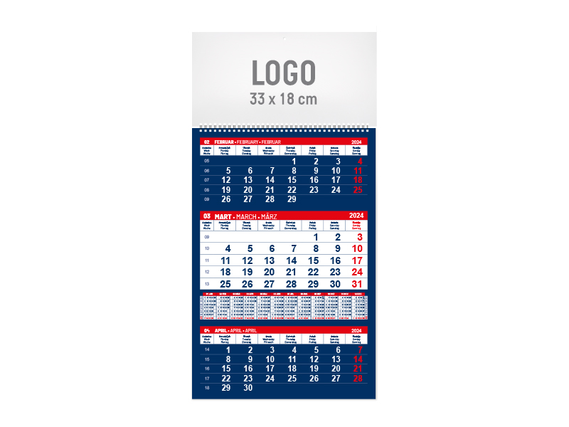 Poslovni zidni kalendar: 12 lista, 33x48cm, mesečni - POSLOVNI