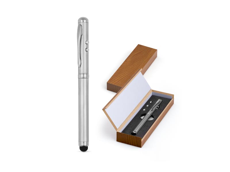Metalna hemijska olovka sa touch laserom u drvenoj poklon kutiji