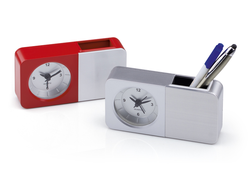 Plastični stoni sat sa alarmom i čašom za olovke
