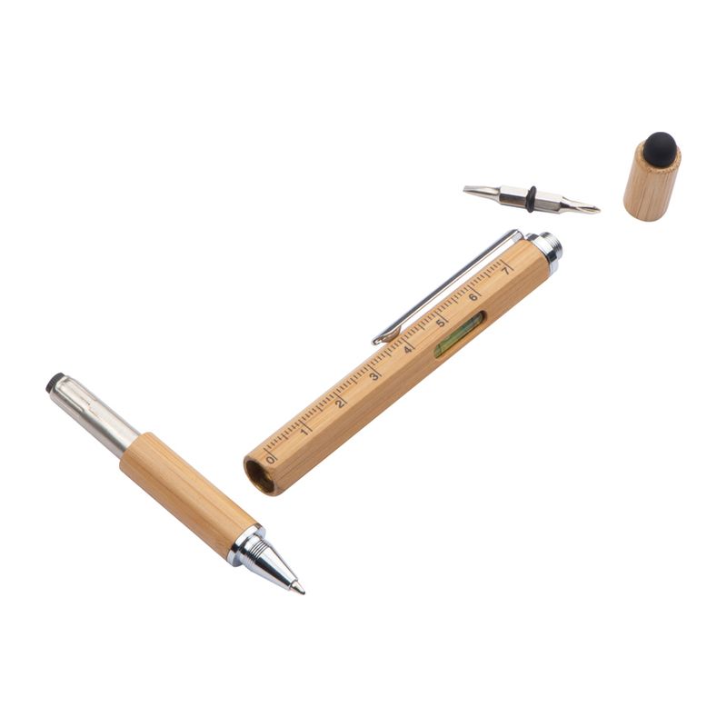 Multifunkcionalna hemijska olovka od bambusa 6 u 1